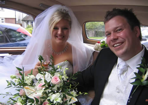 Bride and Groom in the car